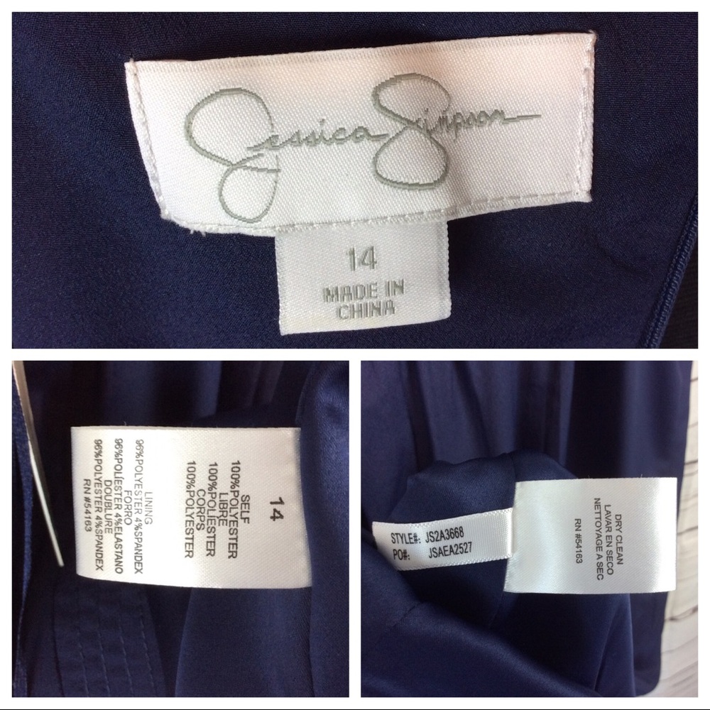 Jessica Simpson Zip Accent Navy Blue Dress, Sz 14 - Picture 8 of 8